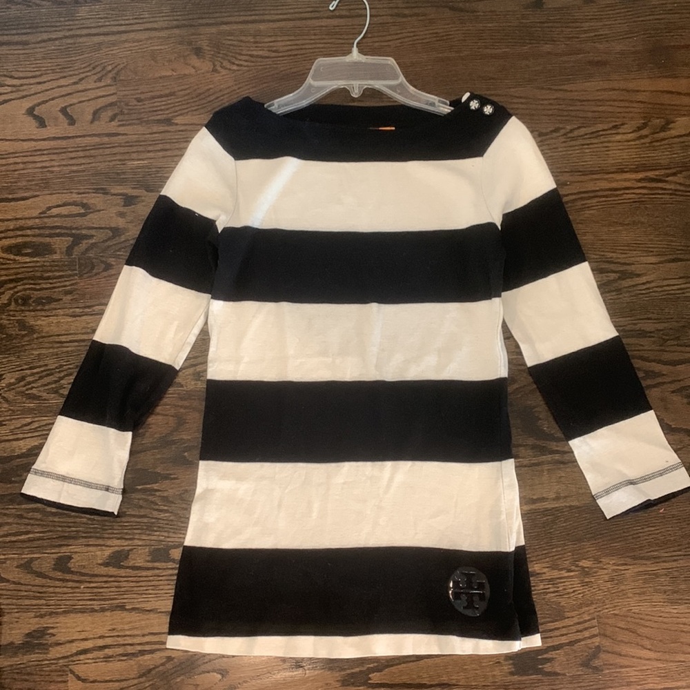 Tory Burch Black and White Striped Top